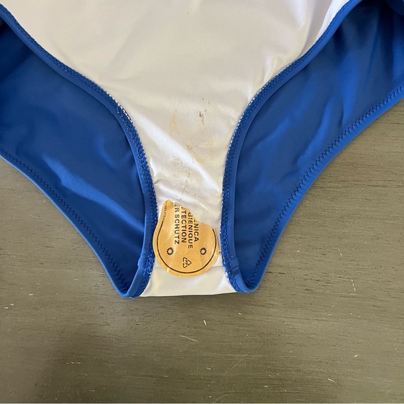 NEW Tempt Me Blue High Waist Adjustable Belt Swimsuit Lined Bikini Bottoms L - Picture 4 of 4